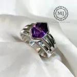 Amethyst Ring- Natural Amethyst Sterling Silver Ring - February Birthstone