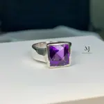 Natural Amethyst Sterling Silver Ring - February Birthstone - Statement Ring