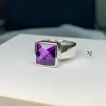 Natural Amethyst Sterling Silver Ring - February Birthstone - Statement Ring
