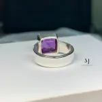 Natural Amethyst Sterling Silver Ring - February Birthstone - Statement Ring