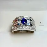 Natural Ceylon Blue Sapphire Sterling Silver Ring - Handmade Blue Sapphire Ring