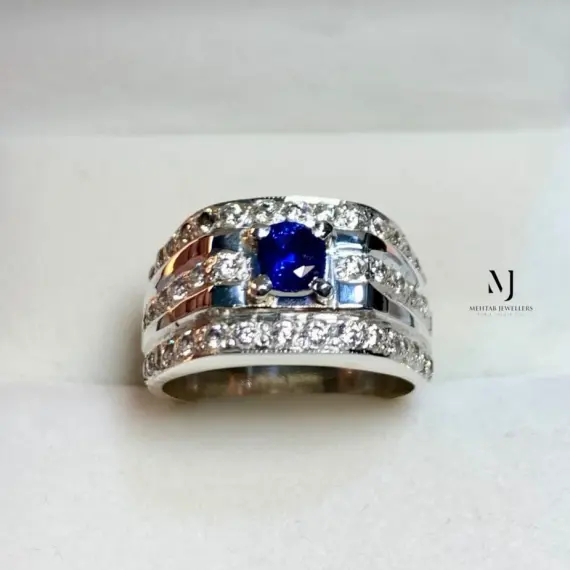 Natural Ceylon Blue Sapphire Sterling Silver Ring - Handmade Blue Sapphire Ring