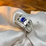 Natural Ceylon Blue Sapphire Sterling Silver Ring - Handmade Blue Sapphire Ring