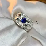 Natural Ceylon Blue Sapphire Sterling Silver Ring - Handmade Blue Sapphire Ring