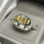 Natural Yellow Sapphire Sterling Silver Ring - Sapphire Band Ring - Silver Band