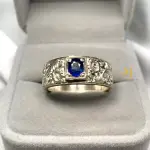 Natural Blue Sapphire Sterling 925 Handmade Hand Engraved Ring
