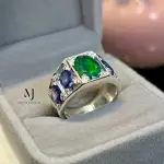 Ethiopian Black Opal & Blue Sapphire Ring 925 Sterling Silver Handmade Jewelry