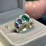 Ethiopian Black Opal & Blue Sapphire Ring 925 Sterling Silver Handmade Jewelry