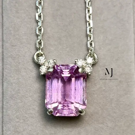 Natural Kunzite Sterling Silver Pendant - Handmade Pendant - Decent and Elegant