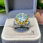 Moissanite Ring Gold Plated 925 Silver Round Cut Statement Luxury Jewelry