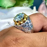 Moissanite Ring Gold Plated 925 Silver Round Cut Statement Luxury Jewelry