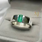 Natural Emerald Ring in 925 Sterling Silver | Handmade Green Gemstone Jewelry