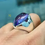 Amethyst Ring Solid 925 Silver Handmade Cabochon Bezel Setting Artisan Jewelry