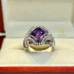 Amethyst Ring 925 Sterling Silver Asscher Cut Wire Wrapped Handmade Jewelry