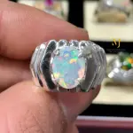 Faceted Ethiopian Opal Ring in 925 Silver | Natural Gemstone Handmade Jewelry