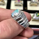 Faceted Ethiopian Opal Ring in 925 Silver | Natural Gemstone Handmade Jewelry
