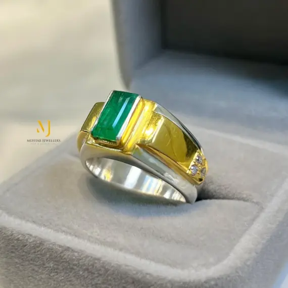 Natural Emerald Ring in 925 Silver | Gold Plated Handmade Gemstone Jewelry