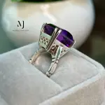 Natural Amethyst Ring in 925 Sterling Silver | Handmade Faceted Gem Jewelry