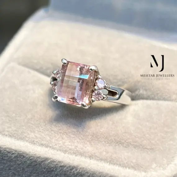 Natural Pink Tourmaline Ring in Sterling Silver | Handmade Faceted Gem Jewelry