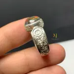 Natural Ethiopian Black Opal Ring Sterling Silver925 Handmade Hand-Engraved Ring