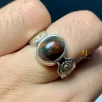 Natural Ethiopian Black Opal Ring Sterling Silver925 Handmade Hand-Engraved Ring