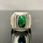 Natural Ethiopian Black Opal Ring in 925 Sterling Silver | Handmade Ring For Men