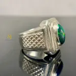 Natural Ethiopian Black Opal Ring in 925 Sterling Silver | Handmade Ring For Men