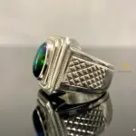 Natural Ethiopian Black Opal Ring in 925 Sterling Silver | Handmade Ring For Men
