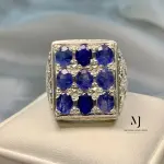 Natural Sapphire Ring - Sterling Silver 925 Handmade Hand-Engraved Ring - Gift