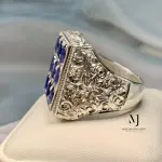 Natural Sapphire Ring - Sterling Silver 925 Handmade Hand-Engraved Ring - Gift