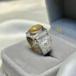 Natural Ethiopian Opal Ring Sterling Silver Handmade Hand Engraved Jewelry Gift