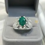 Natural Emerald Ring Sterling Silver Handmade Green Gemstone Statement Jewelry