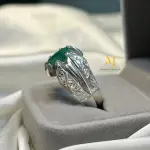 Natural Emerald Ring Sterling Silver Handmade Green Gemstone Statement Jewelry