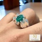 Natural Emerald Ring Sterling Silver Handmade Green Gemstone Statement Jewelry