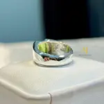 Natural Peridot Ring Sterling Silver Handmade Green Gemstone Statement Band