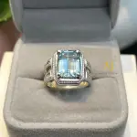 Natural Aquamarine Ring Sterling Silver Handmade Hand-Engraved Statement Gift