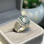 Natural Aquamarine Ring Sterling Silver Handmade Hand-Engraved Statement Gift
