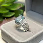 Natural Aquamarine Ring Sterling Silver Handmade Hand-Engraved Statement Gift