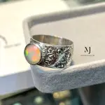 Natural Ethiopian Opal Ring Sterling Silver Handmade Round Faceted Statement