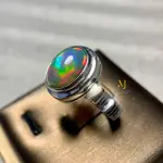 Natural Ethiopian Black Opal Ring Sterling Silver Handmade Cabochon Jewelry