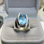 Natural Swiss Blue Topaz Ring • Handmade Sterling Silver Statement Ring • Gift