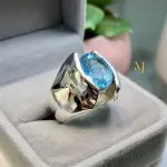 Natural Swiss Blue Topaz Ring • Handmade Sterling Silver Statement Ring • Gift