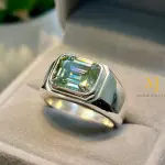 Moissanite Emerald Cut Ring Sterling Silver Handmade High Polish 925 Jewelry
