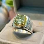 Radiant Cut Moissanite Ring Sterling Silver Gold Bezel Handmade 925 Jewelry