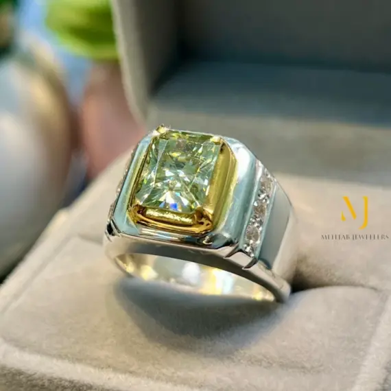 Radiant Cut Moissanite Ring Sterling Silver Gold Bezel Handmade 925 Jewelry