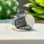 Natural Milky Quartz Ring Handmade Sterling Silver 925 Cabochon Gemstone Jewelry