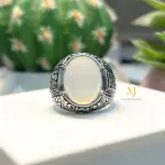 Natural Milky Quartz Ring Handmade Sterling Silver 925 Cabochon Gemstone Jewelry