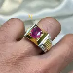Natural Ruby Ring Sterling Silver Handmade Rhodium Gold Plated Statement Gift