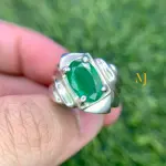 Natural Emerald Ring Oval Cut 925 Sterling Silver Handmade Statement Jewelry