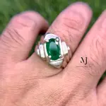 Natural Emerald Ring Oval Cut 925 Sterling Silver Handmade Statement Jewelry